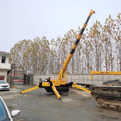 狹窄地形專用微型吊車生產廠家 3噸8噸遙控斜爬腿橡膠履帶折疊吊