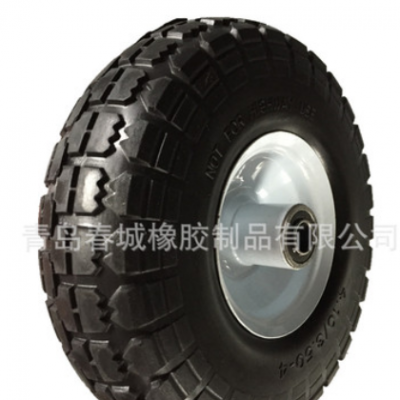 廠家供應350-4 10寸耐用pu發泡輪 手推車車輪輪胎 聚氨酯實心輪