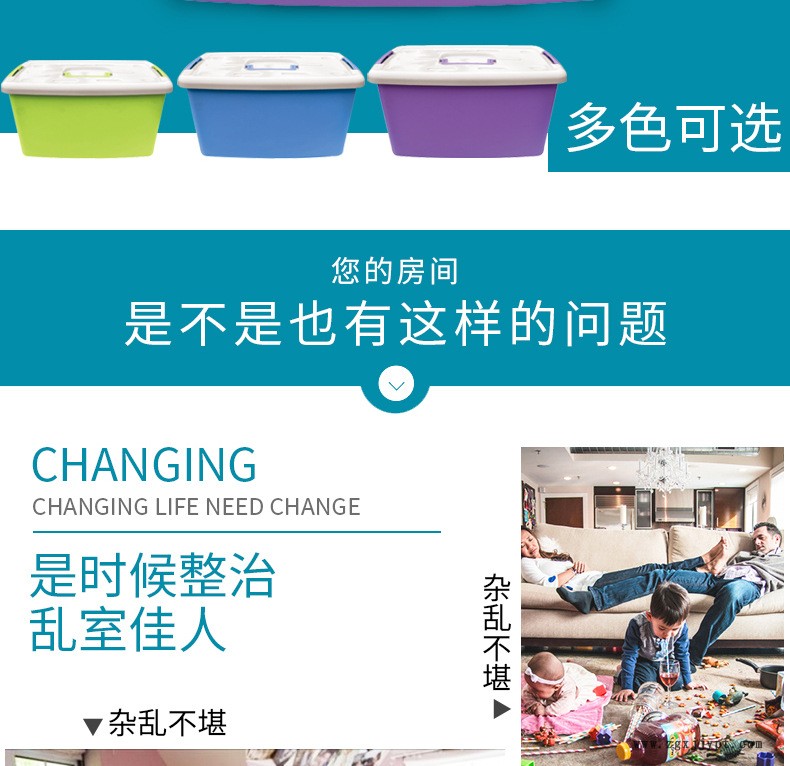 2017廠家直銷新款家用多種規格防摔有蓋塑料收納箱整理箱*箱示例圖2