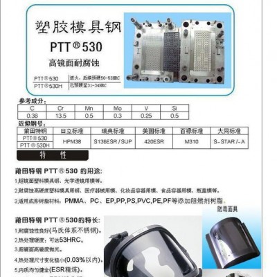 超鏡面、高硬度、高耐腐蝕《PTT品牌近似鋼號GB標準2CR13》模具鋼