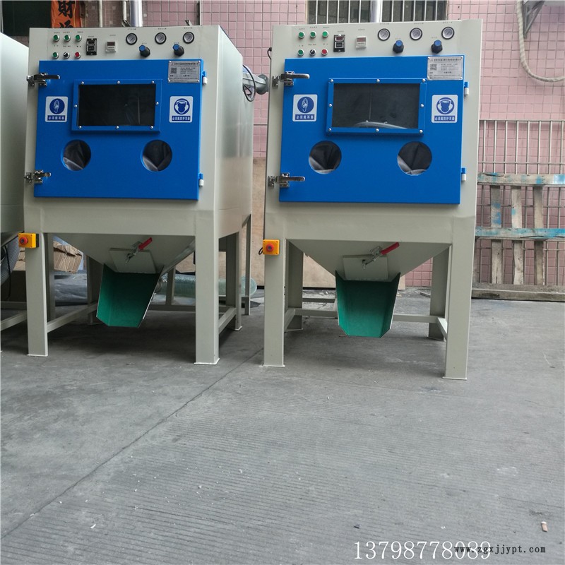 雙槍滾筒式自動噴砂機小五金塑料模具批噴8轉/分滾藍毛邊機示例圖5